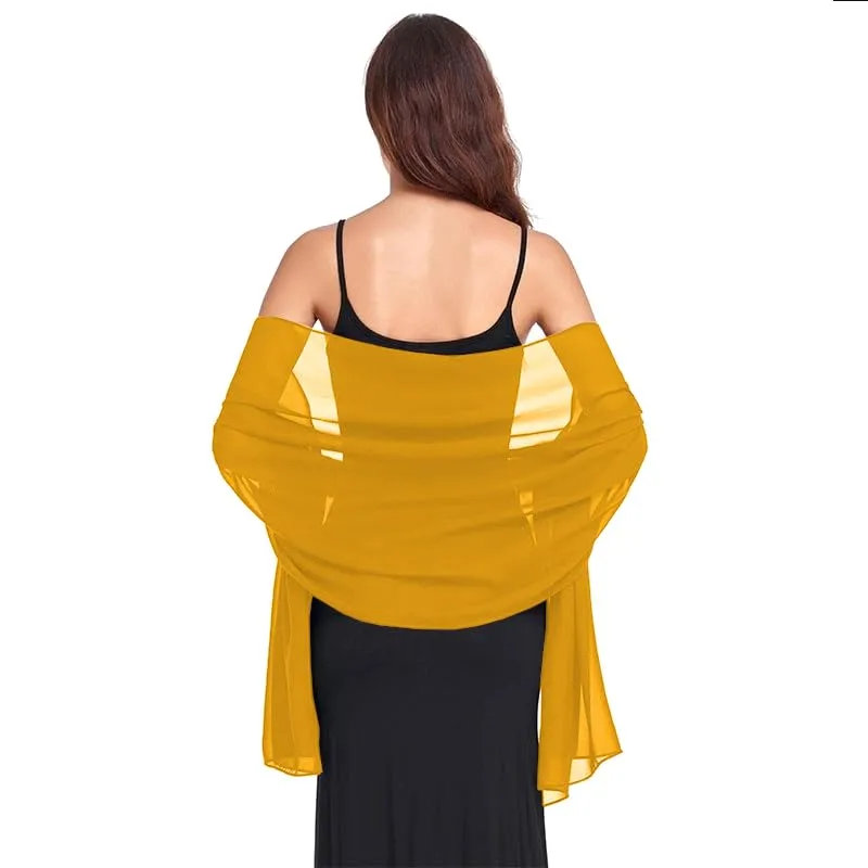 Van Der Rich Stola in Mussola di Seta Foulard Scialle Leggero Donna - Senape - immagine 1