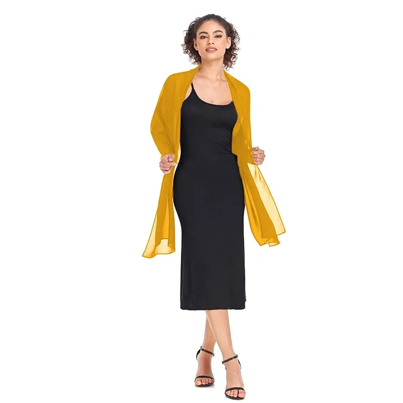 Van Der Rich Stola in Mussola di Seta Foulard Scialle Leggero Donna - Senape - immagine 2