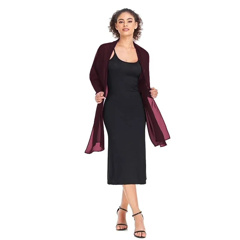 Van Der Rich Stola in Mussola di Seta Foulard Scialle Leggero Donna - Vino - immagine 2