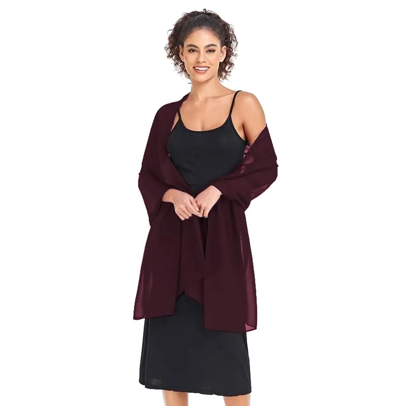 Van Der Rich Stola in Mussola di Seta Foulard Scialle Leggero Donna - Vino - immagine 4