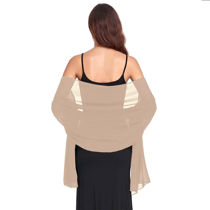 Van Der Rich Stola in Mussola di Seta Foulard Scialle Leggero Donna - Beige Scuro - immagine 1