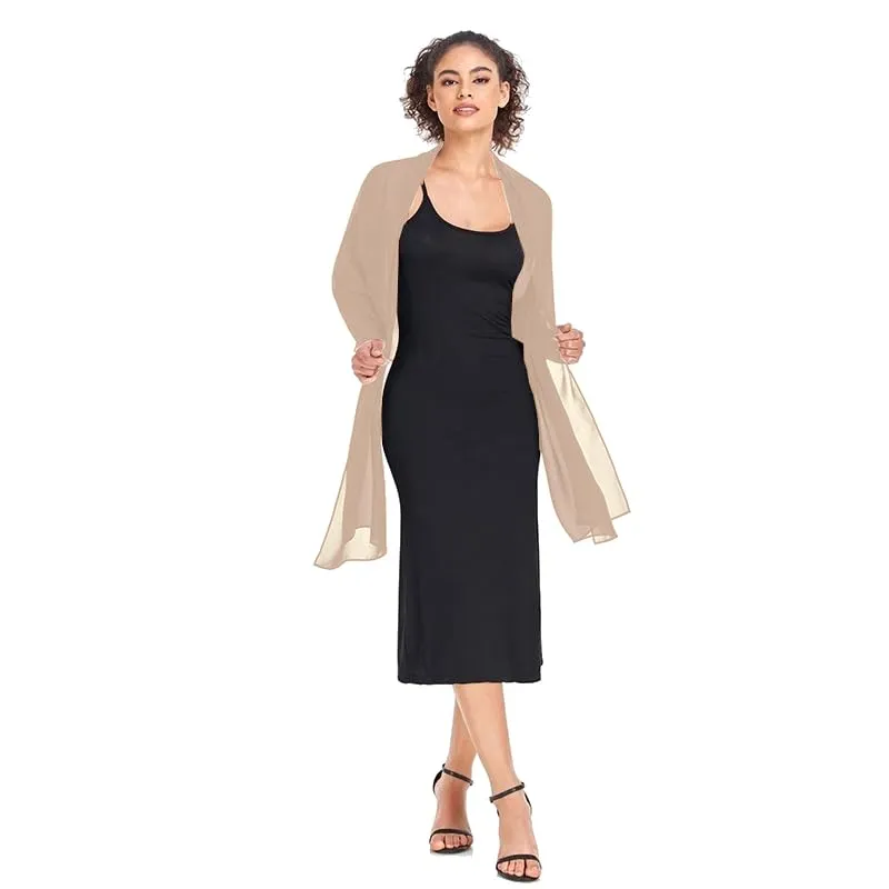 Van Der Rich Stola in Mussola di Seta Foulard Scialle Leggero Donna - Beige Scuro - immagine 2