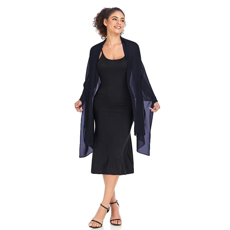 Van Der Rich Stola in Mussola di Seta Foulard Scialle Leggero Donna - Navy - immagine 3