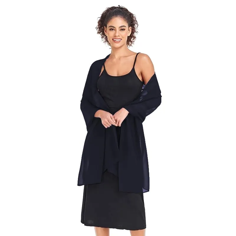 Van Der Rich Stola in Mussola di Seta Foulard Scialle Leggero Donna - Navy - immagine 4