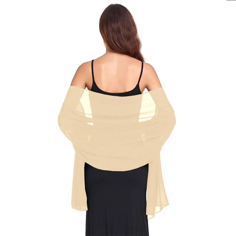 Van Der Rich Stola in Mussola di Seta Foulard Scialle Leggero Donna - Beige Chiaro - immagine 1