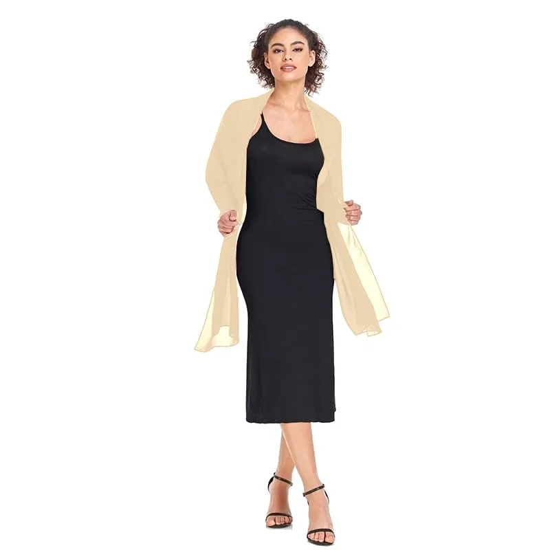 Van Der Rich Stola in Mussola di Seta Foulard Scialle Leggero Donna - Beige Chiaro - immagine 2
