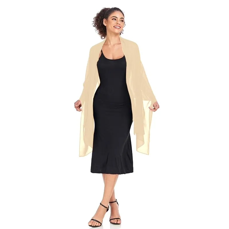 Van Der Rich Stola in Mussola di Seta Foulard Scialle Leggero Donna - Beige Chiaro - immagine 3