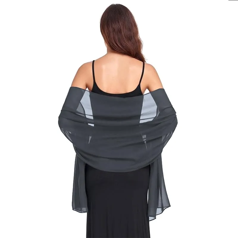 Van Der Rich Stola in Mussola di Seta Foulard Scialle Leggero Donna - Grigio Scuro - immagine 1