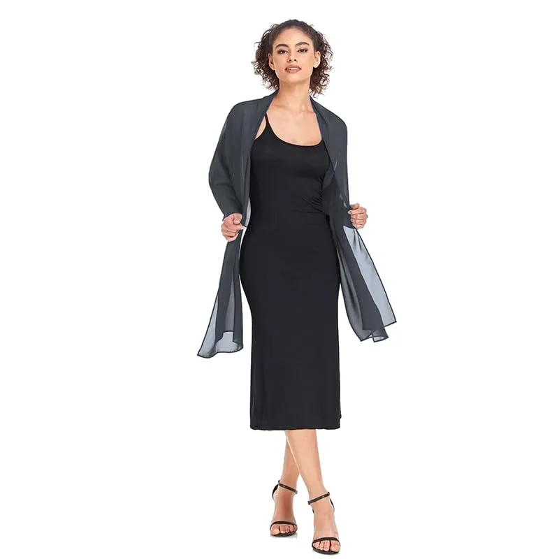 Van Der Rich Stola in Mussola di Seta Foulard Scialle Leggero Donna - Grigio Scuro - immagine 2