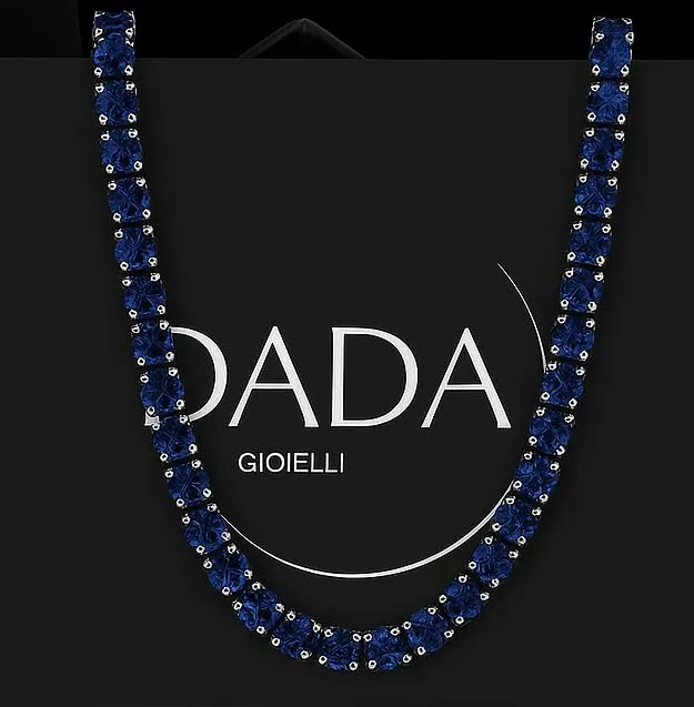 Dada Gioielli Bracciale Tennis Donna Zirconi 3 mm Acciaio Inossidabile, 17+3 cm (Zaffiro) - immagine 3
