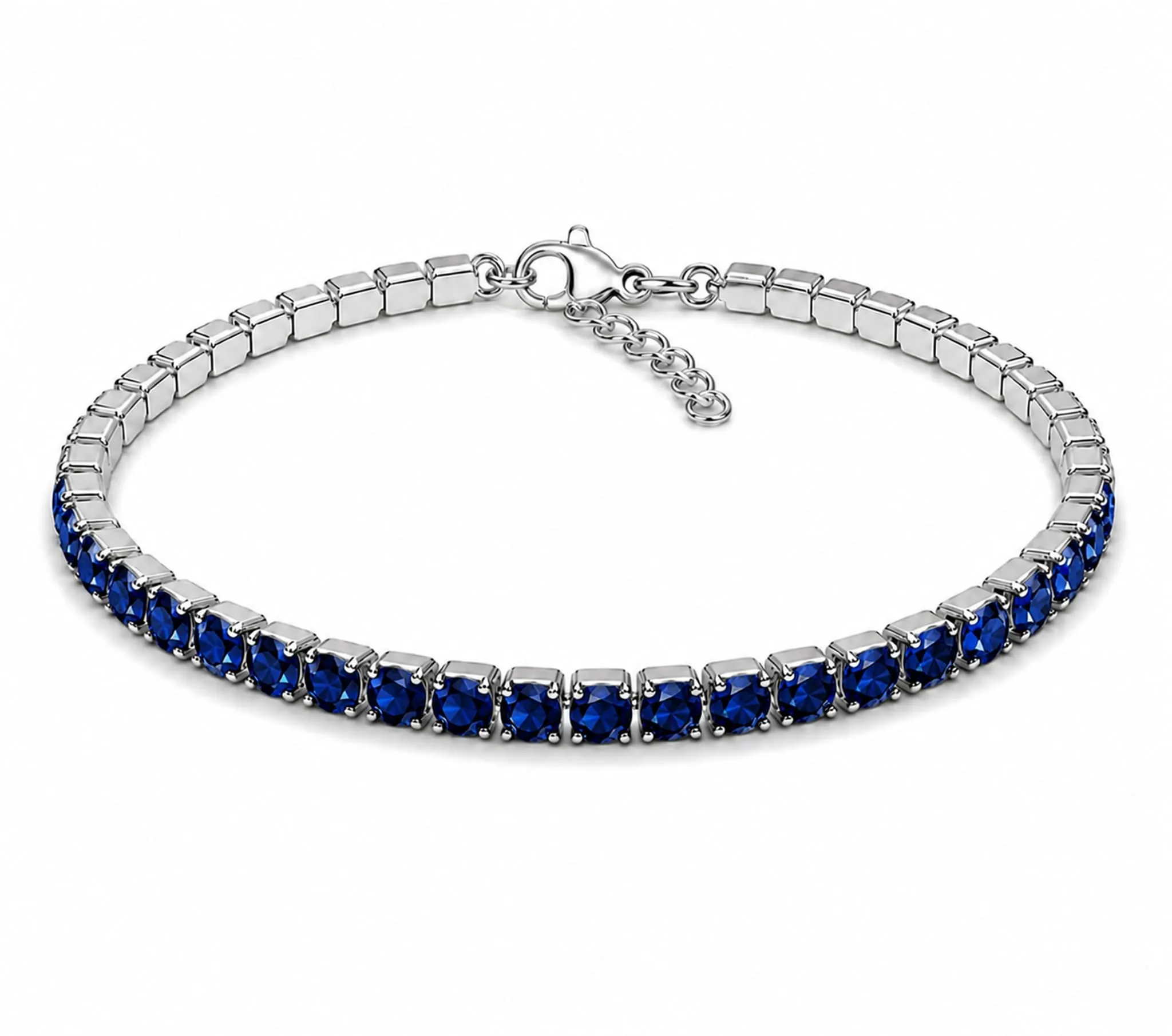 Dada Gioielli Bracciale Tennis Donna Zirconi 3 mm Acciaio Inossidabile, 17+3 cm (Zaffiro) - immagine 6