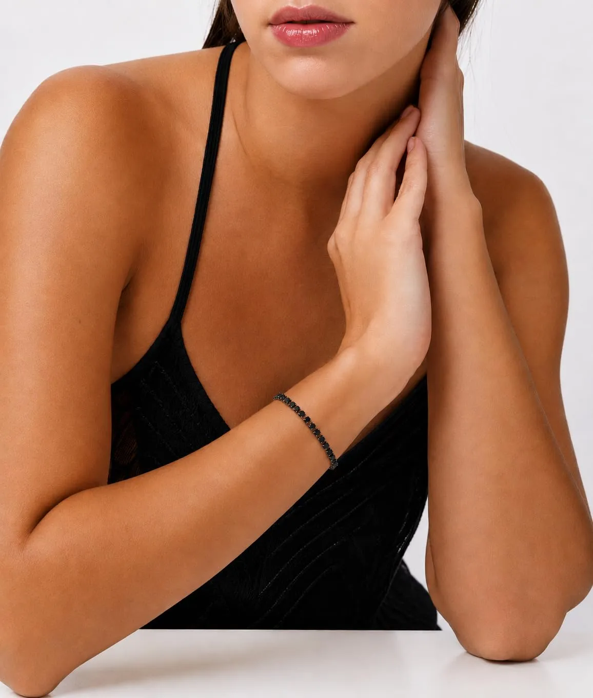 Dada Gioielli Bracciale Tennis Donna Zirconi 3 mm Acciaio Inossidabile 17+3 cm (Nero) - immagine 2