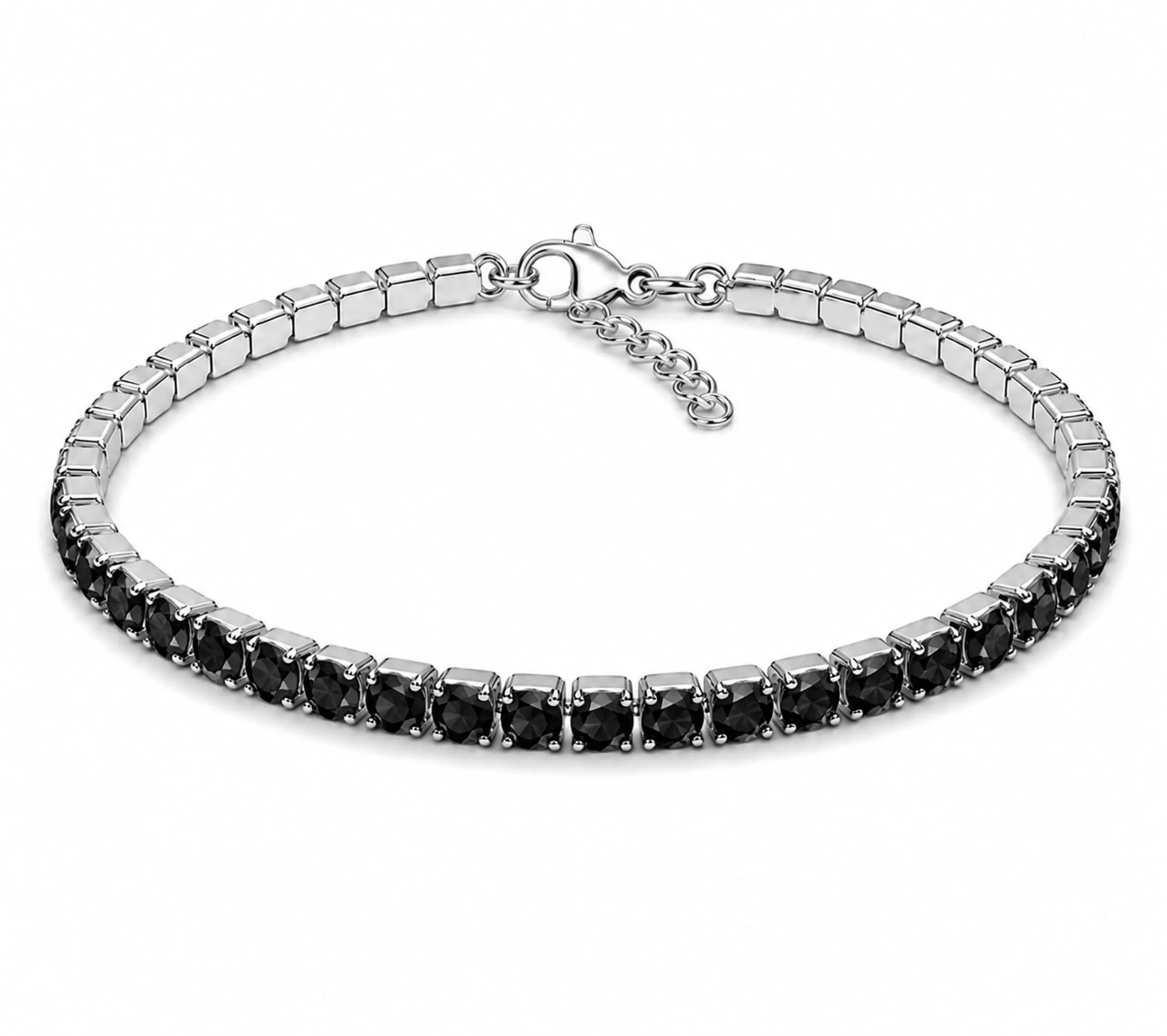 Dada Gioielli Bracciale Tennis Donna Zirconi 3 mm Acciaio Inossidabile 17+3 cm (Nero) - immagine 6