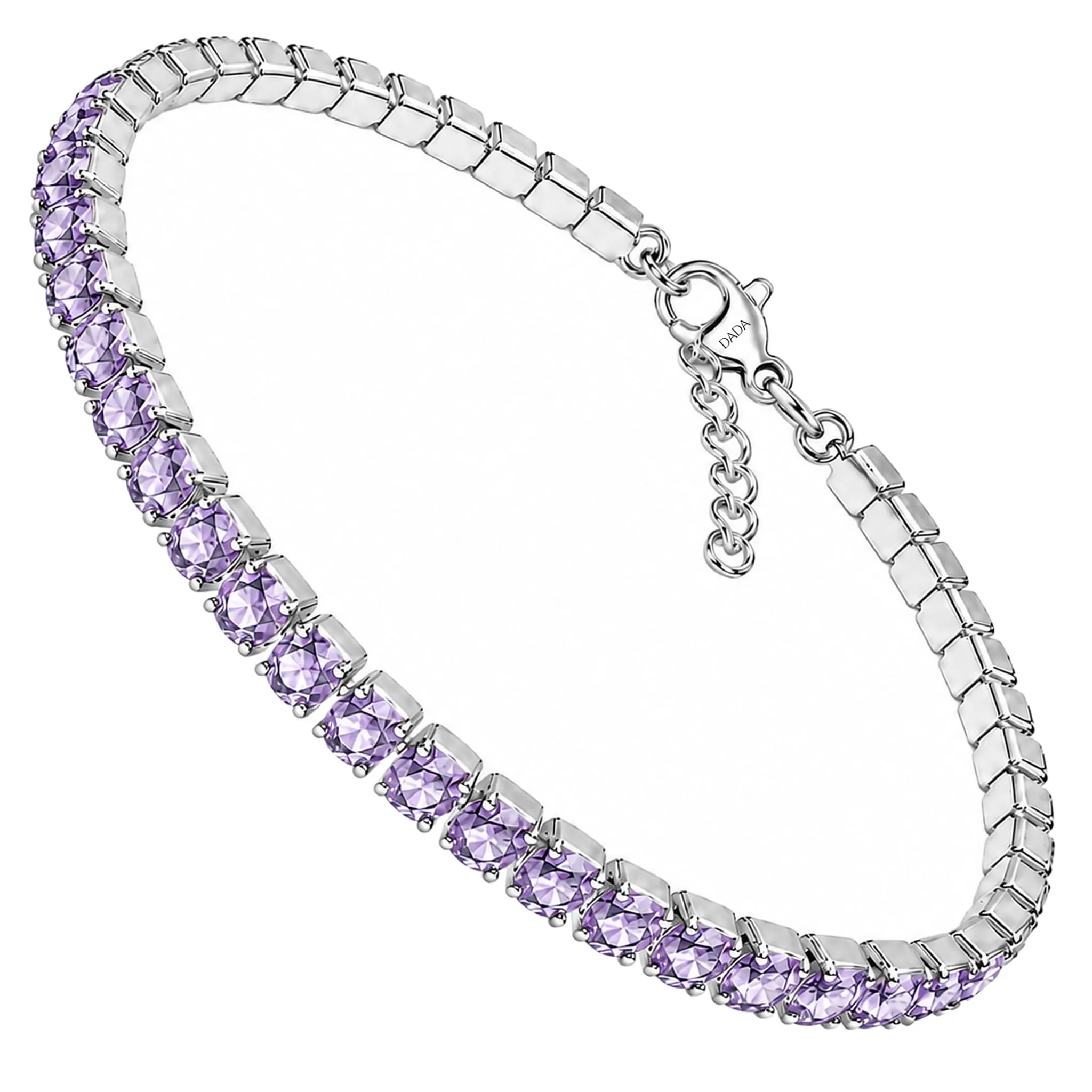 Dada Gioielli Bracciale Tennis Donna Zirconi 3 mm Acciaio Inossidabile 17+3 cm (Ametista) - immagine 1