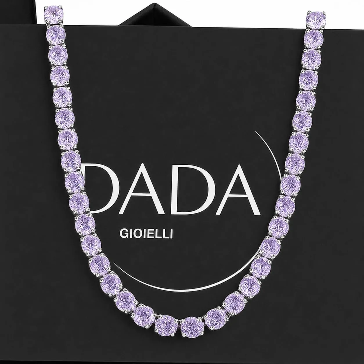Dada Gioielli Bracciale Tennis Donna Zirconi 3 mm Acciaio Inossidabile 17+3 cm (Ametista) - immagine 3
