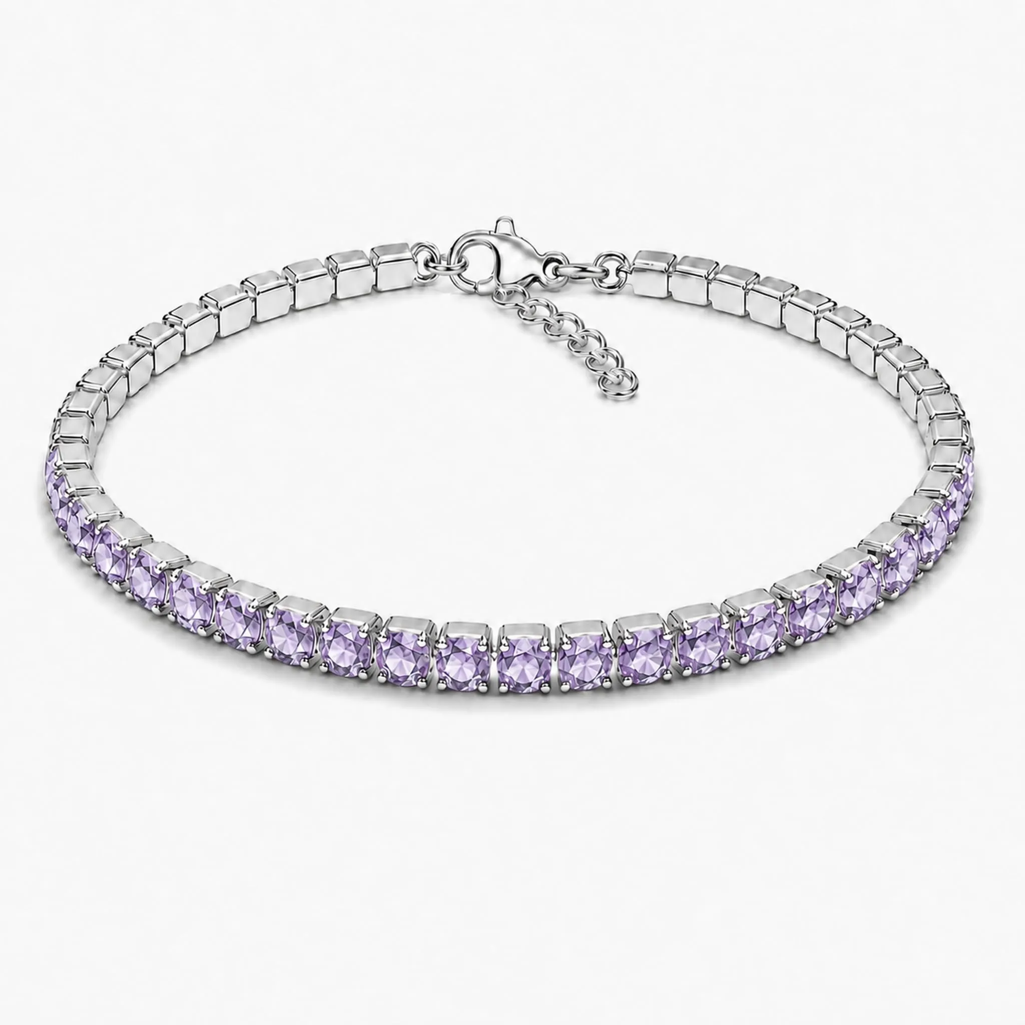 Dada Gioielli Bracciale Tennis Donna Zirconi 3 mm Acciaio Inossidabile 17+3 cm (Ametista) - immagine 6