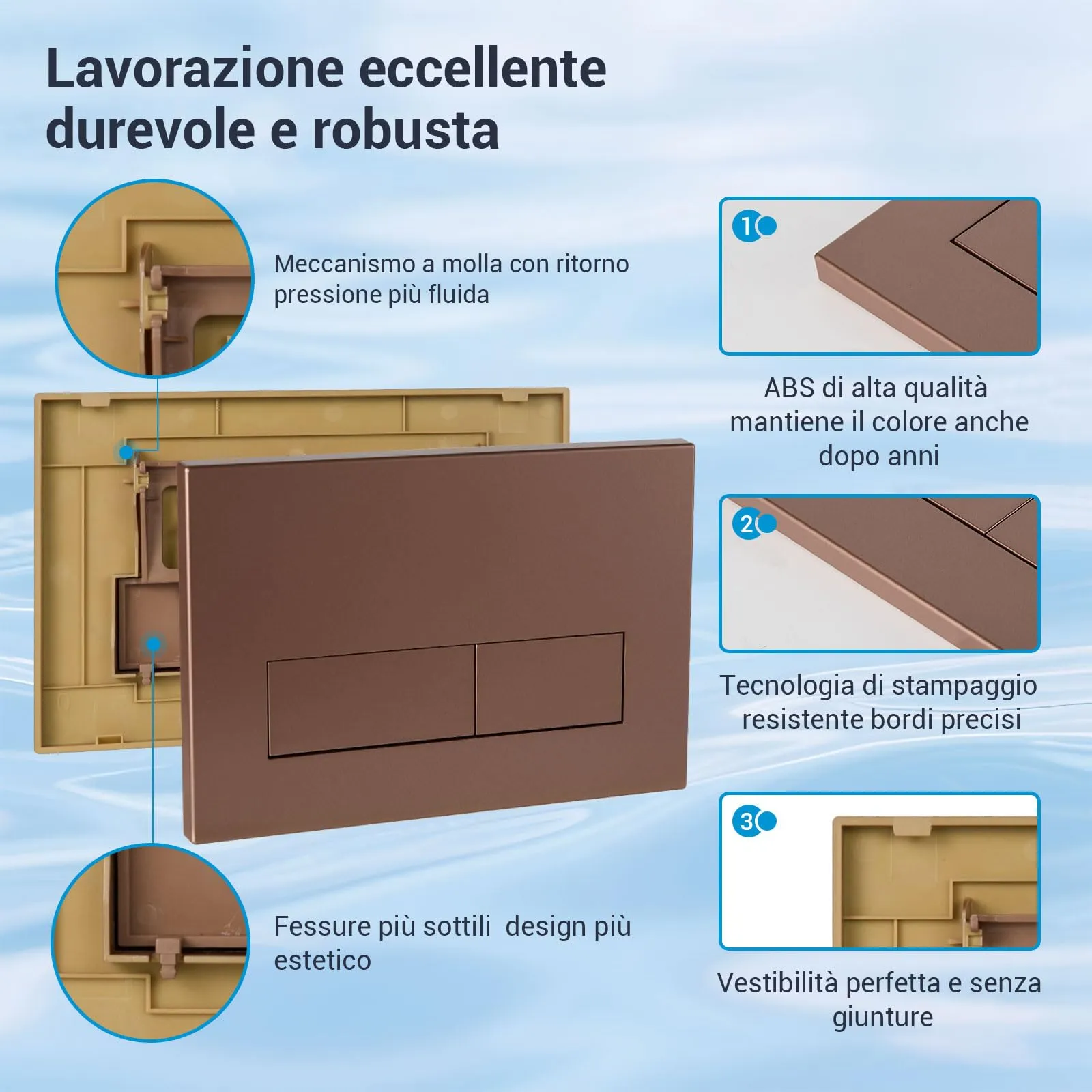 Mendorio Placca di Comando WC per Geberit Sigma 01/20/30, Bronzo Opaco - immagine 3