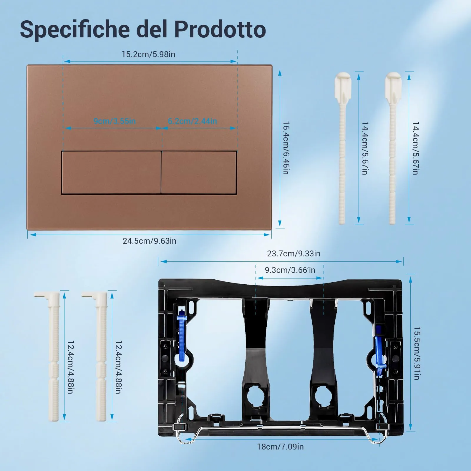 Mendorio Placca di Comando WC per Geberit Sigma 01/20/30, Bronzo Opaco - immagine 4