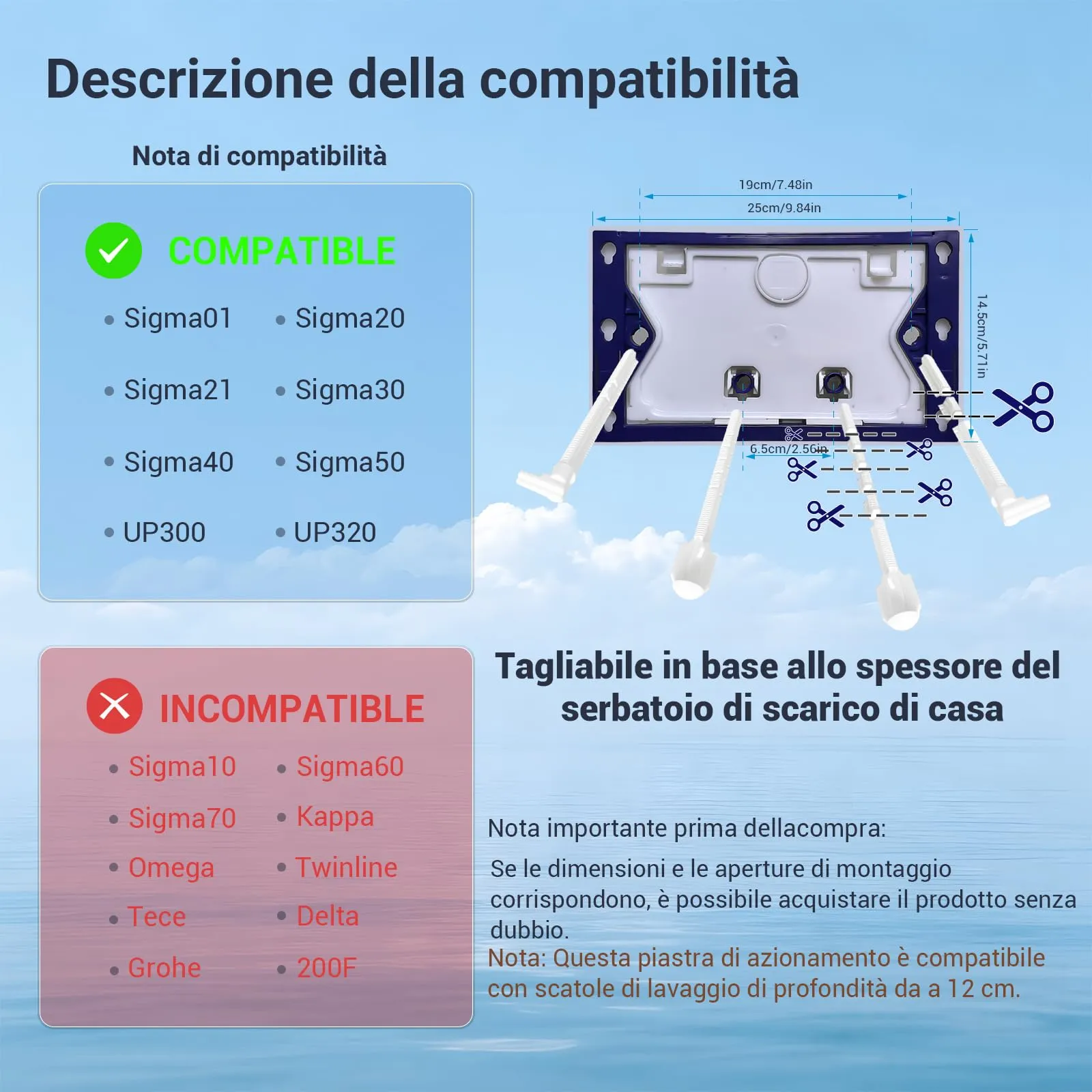 Mendorio Placca di Comando WC per Geberit Sigma 01/20/30, Bronzo Opaco - immagine 6