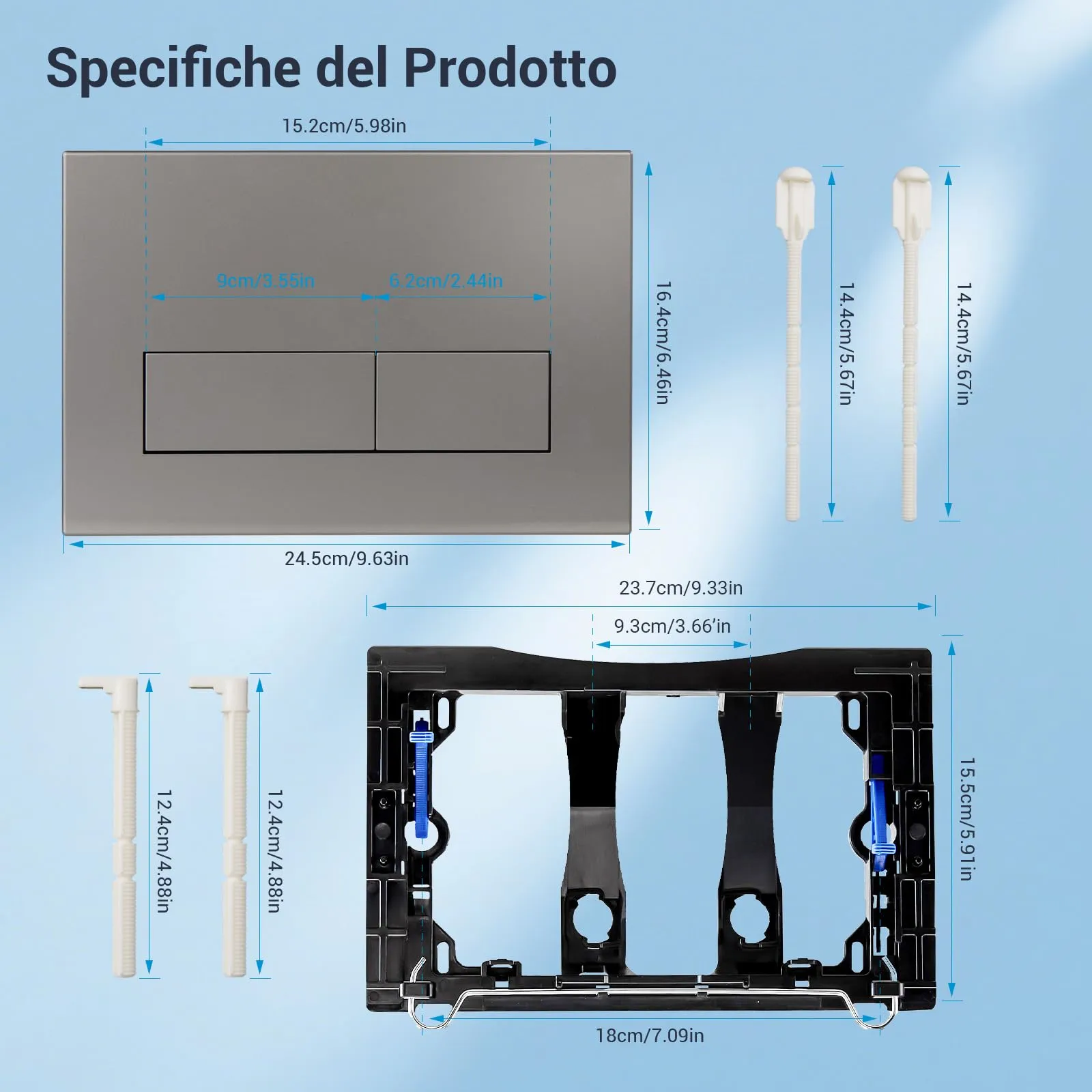 Mendorio Placca di Comando WC per Geberit Sigma 01/20/30, Grigio Scuro Opaco - immagine 4