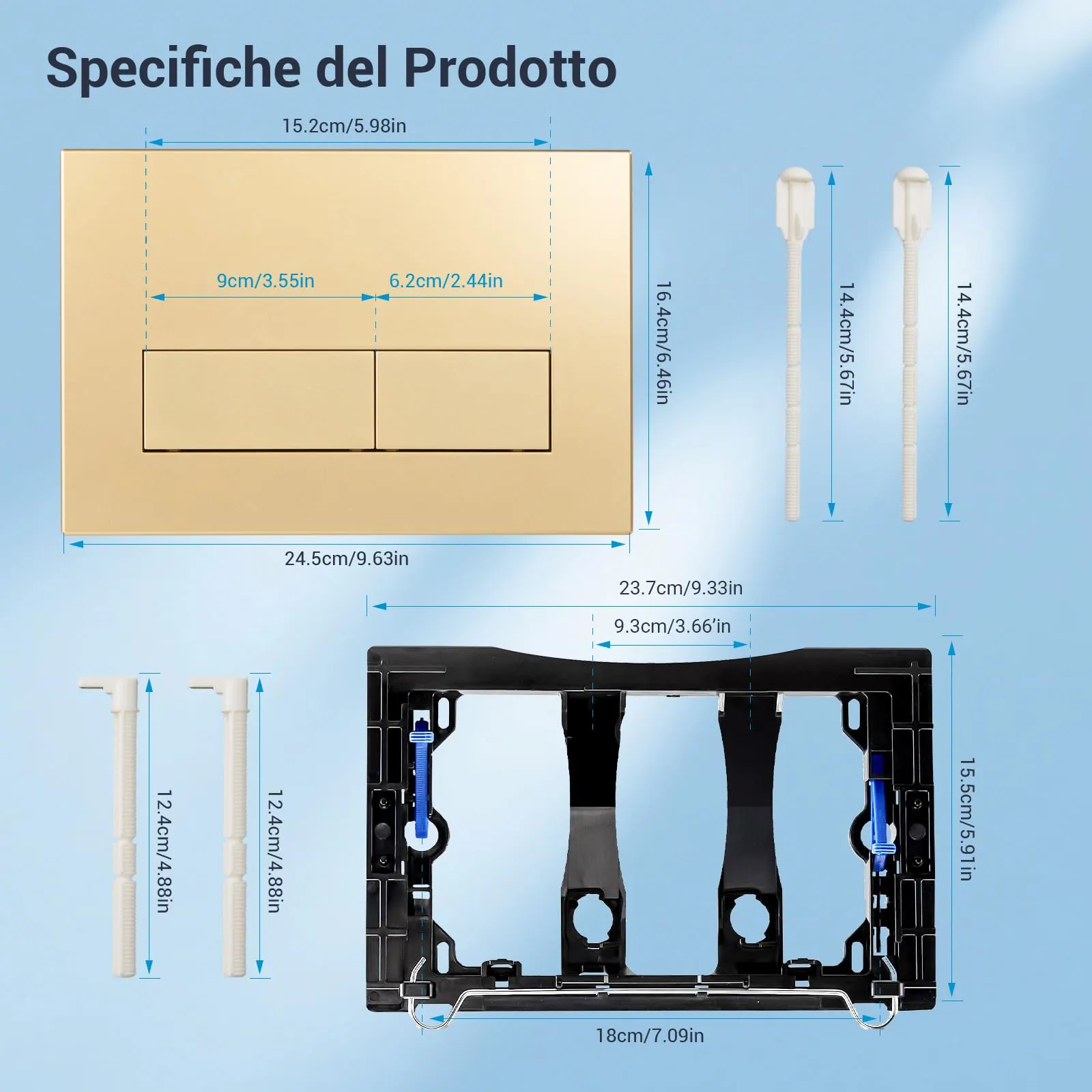 Mendorio Placca di Comando WC per Geberit Sigma 01/20/30, Oro Opaco - immagine 4