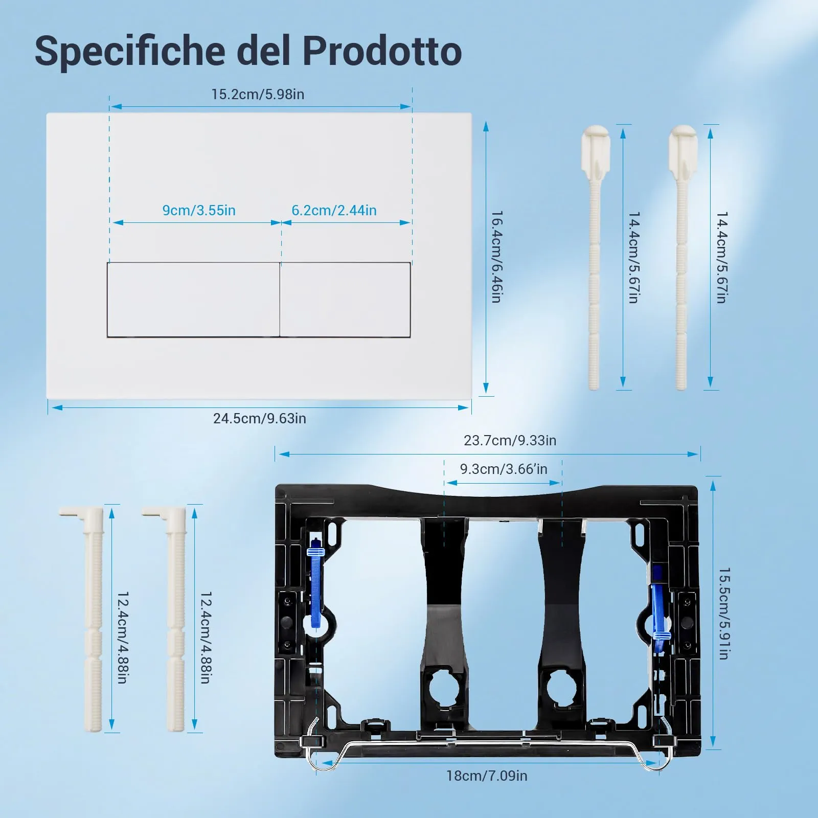 Mendorio Placca di Comando WC per Geberit Sigma 01/20/30, Bianco Opaco - immagine 4