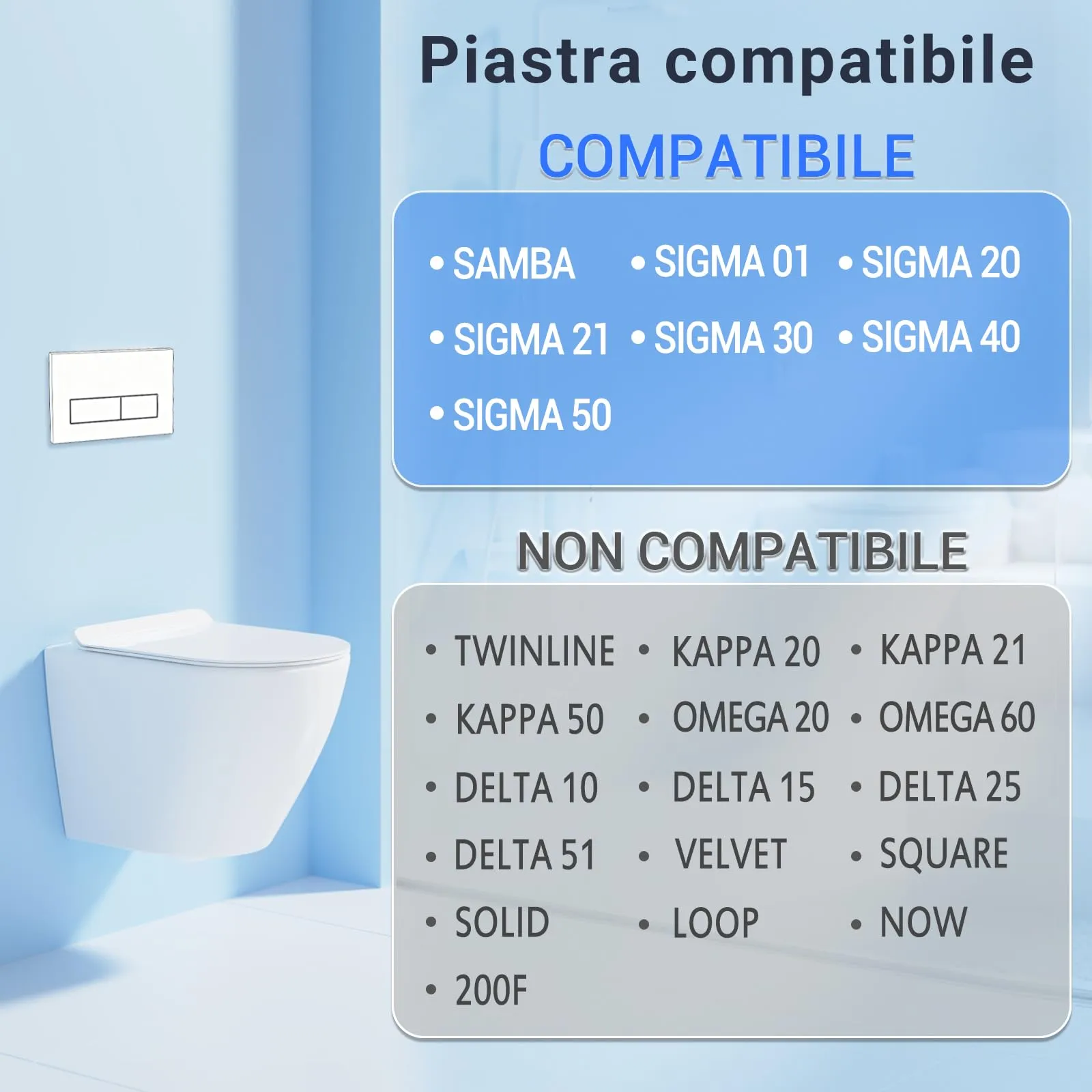 Mendorio Placca di Comando WC per Geberit Sigma 01/20/30, Bianco Opaco - immagine 5