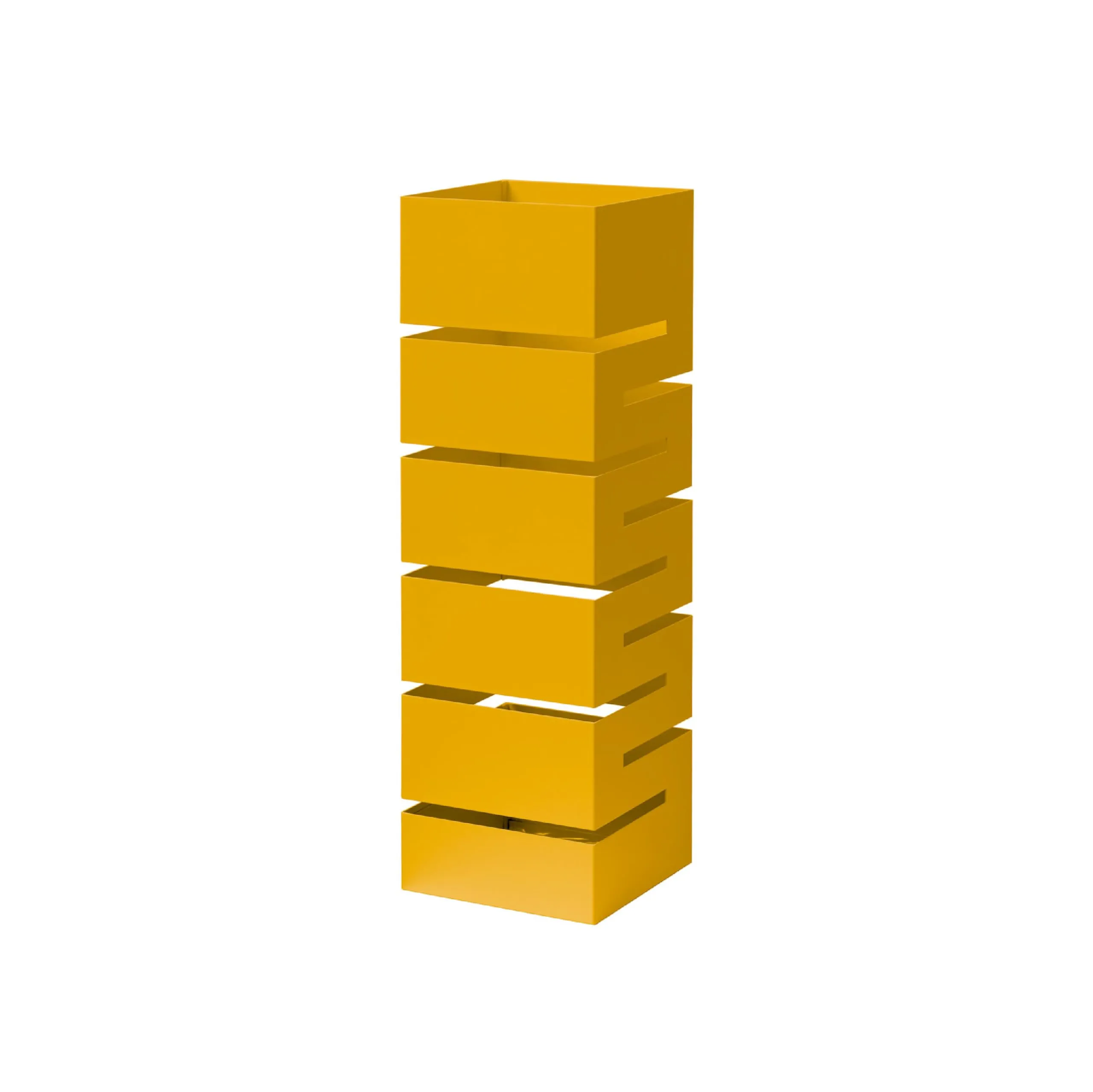 Baroni Home Portaombrelli in Metallo Geometrico con Vaschetta Scolapioggia e 2 Gancini, 15,5x15,5x49 cm, Giallo - immagine 1