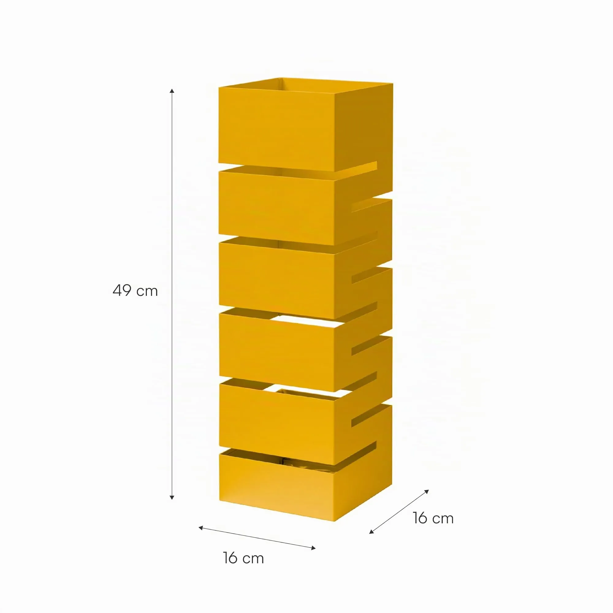 Baroni Home Portaombrelli in Metallo Geometrico con Vaschetta Scolapioggia e 2 Gancini, 15,5x15,5x49 cm, Giallo - immagine 3