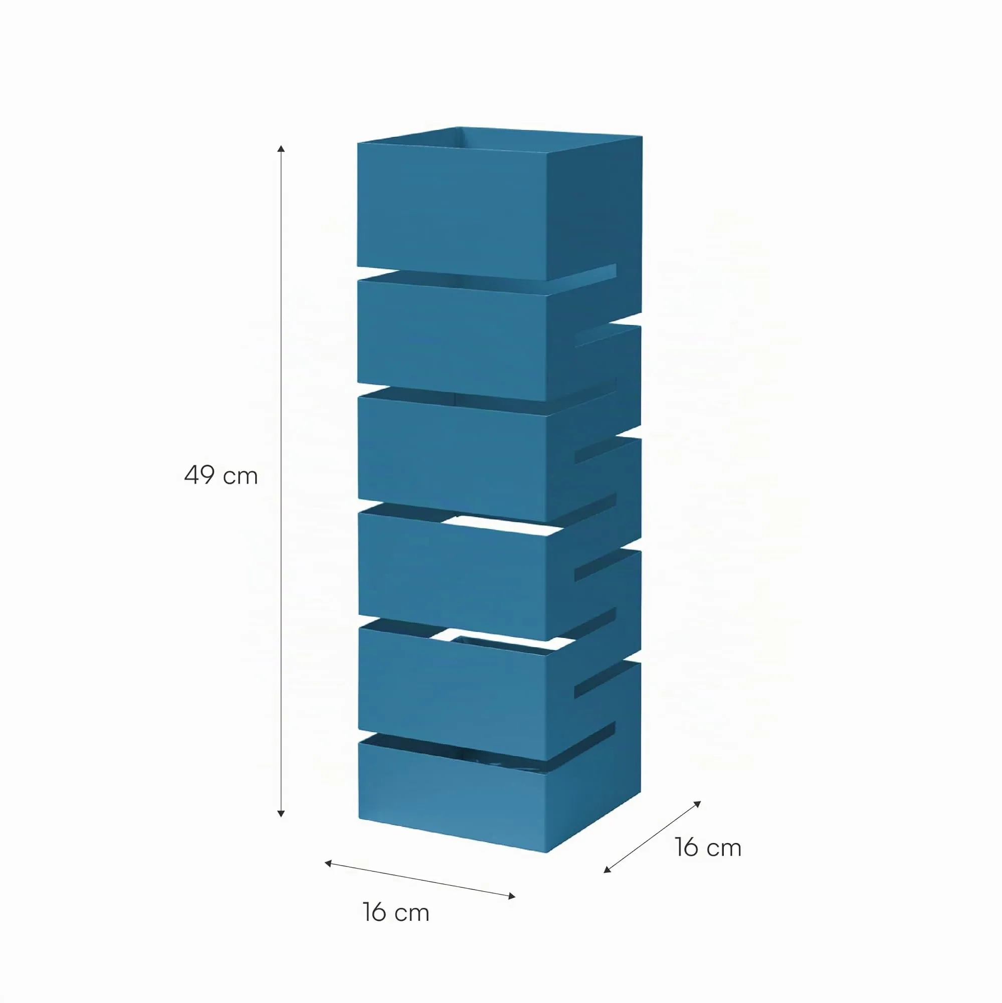 Baroni Home Portaombrelli in Metallo Geometrico con 2 Gancini e Vaschetta Scolapioggia Rimovibile, 15,5x15,5x49 cm, Blu - immagine 3