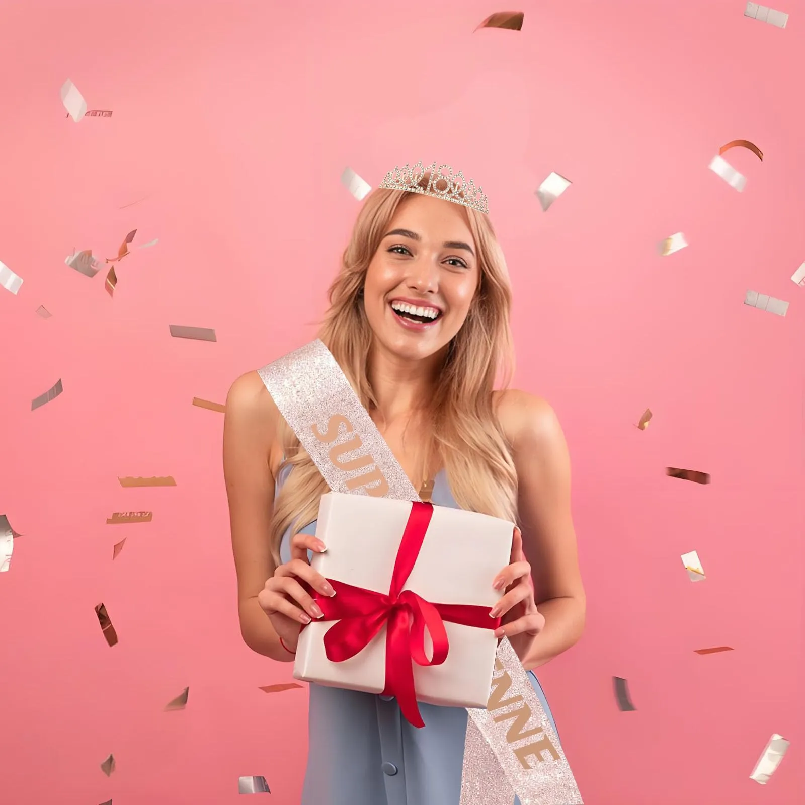 Toctax Fascia e Corona Compleanno Personalizzata con Biglietto per 18 Anni - immagine 5