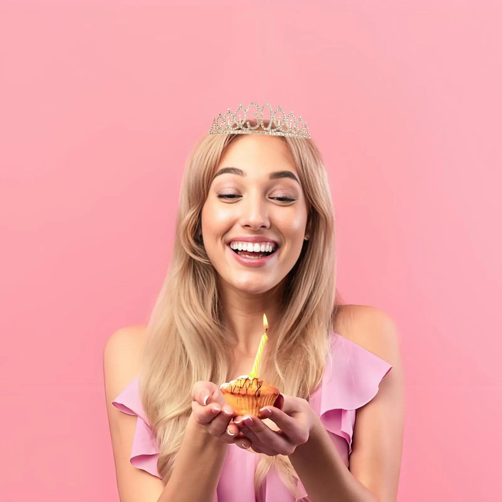 Toctax Fascia e Corona Compleanno Personalizzata con Biglietto per 30 Anni, Set Regalo e Decorazione per Donna - immagine 6