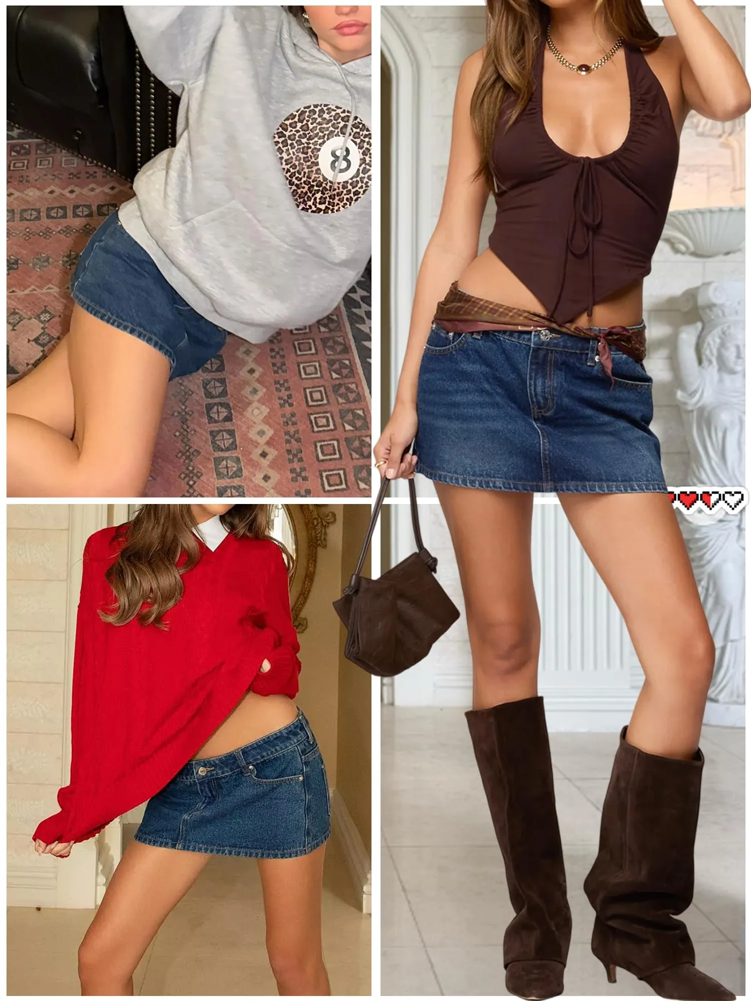 Danysu Gonna Mini Elasticizzata a Vita Bassa con Pantaloncini e Spacco Laterale, Blu scuro, S - immagine 5