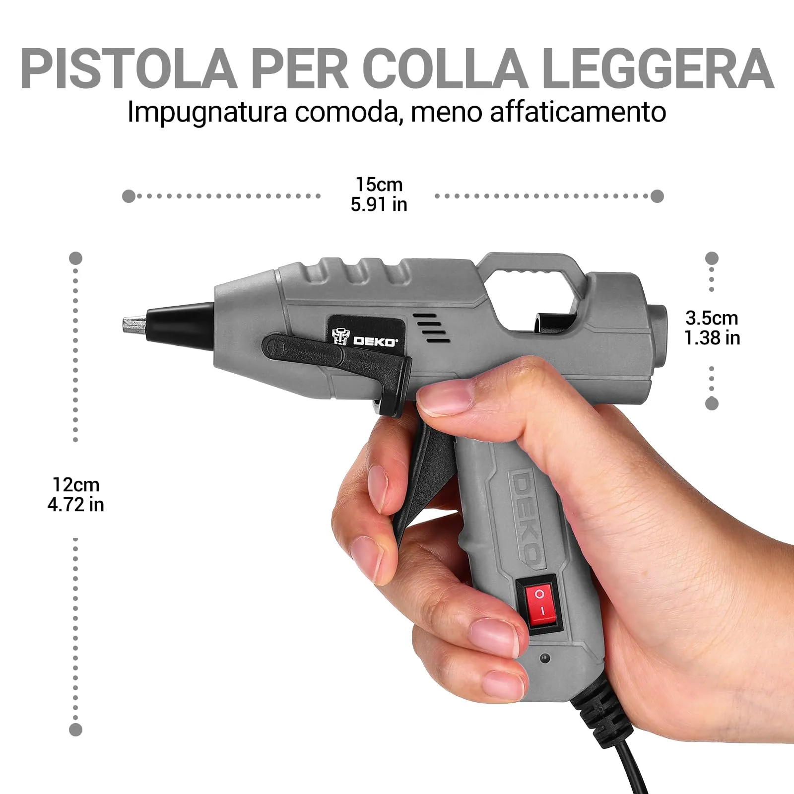 DEKOPRO Pistola per colla a caldo 20W con 30 stick di colla - immagine 5