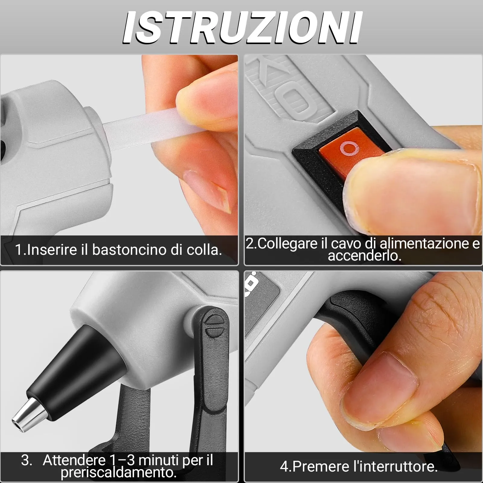 DEKOPRO Pistola per colla a caldo 20W con 30 stick di colla - immagine 6