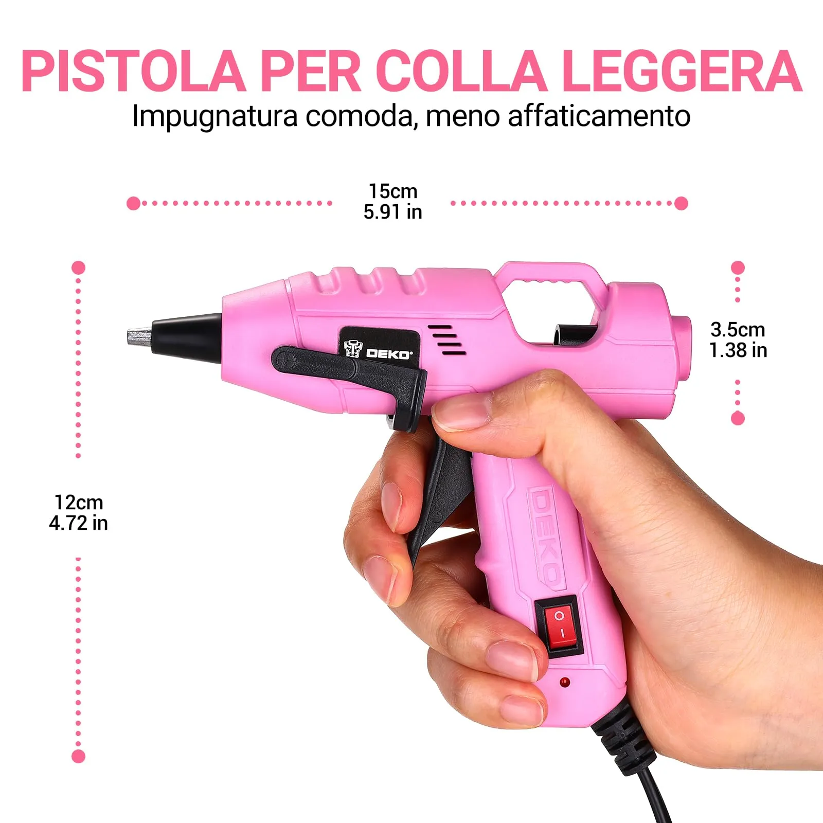 DEKOPRO Mini Pistola per Colla a Caldo 20W con 30 Bastoncini di Colla - immagine 5