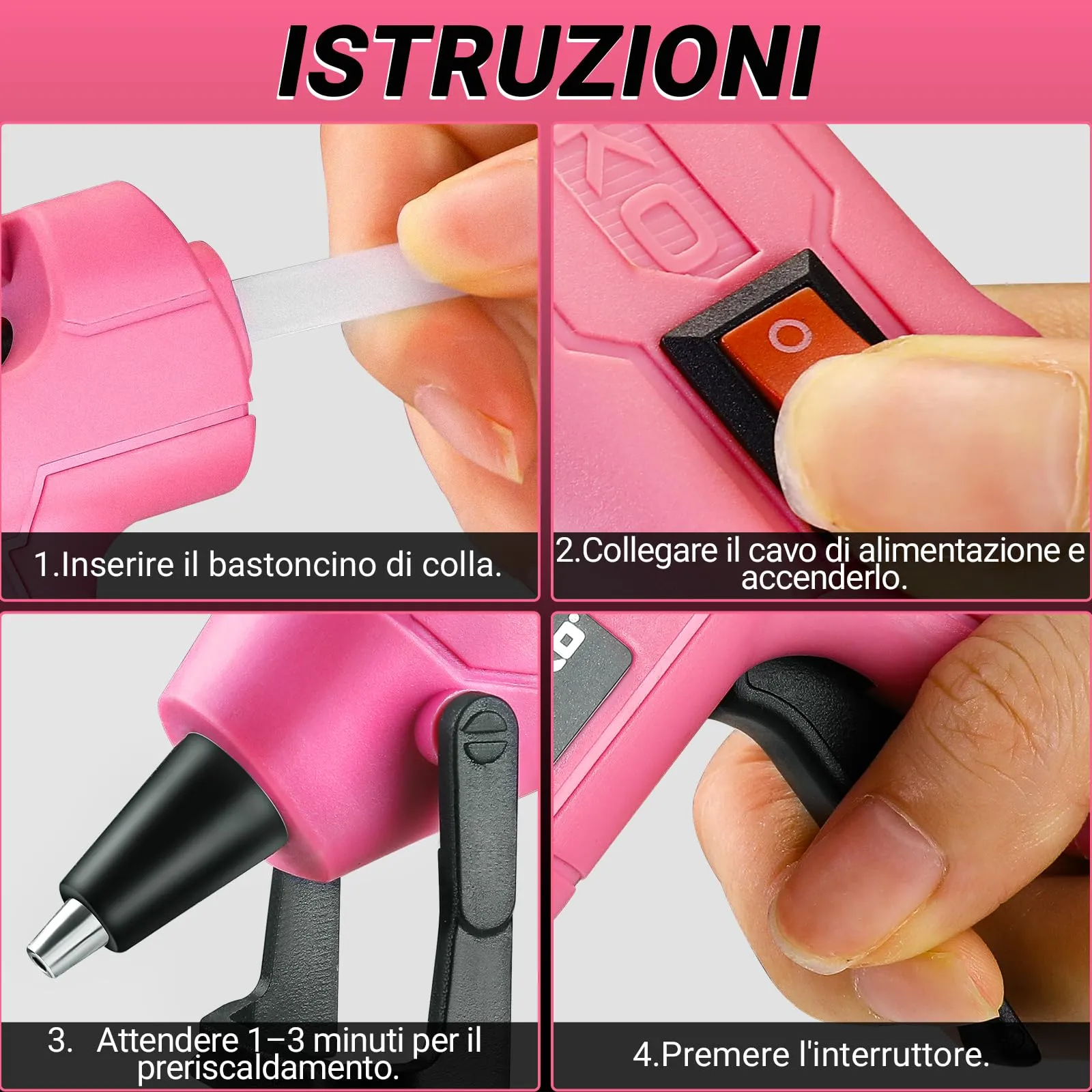 DEKOPRO Mini Pistola per Colla a Caldo 20W con 30 Bastoncini di Colla - immagine 6
