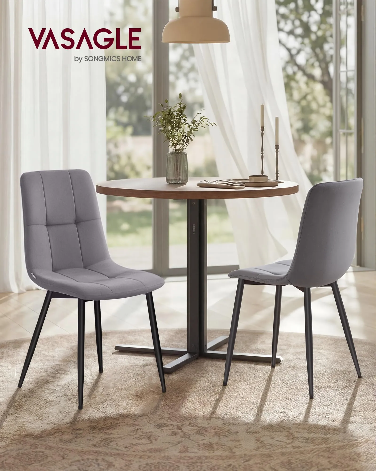VASAGLE Sedie da Pranzo in Velluto, Set di 4, Grigio Ardesia KDC080GN01 - immagine 2