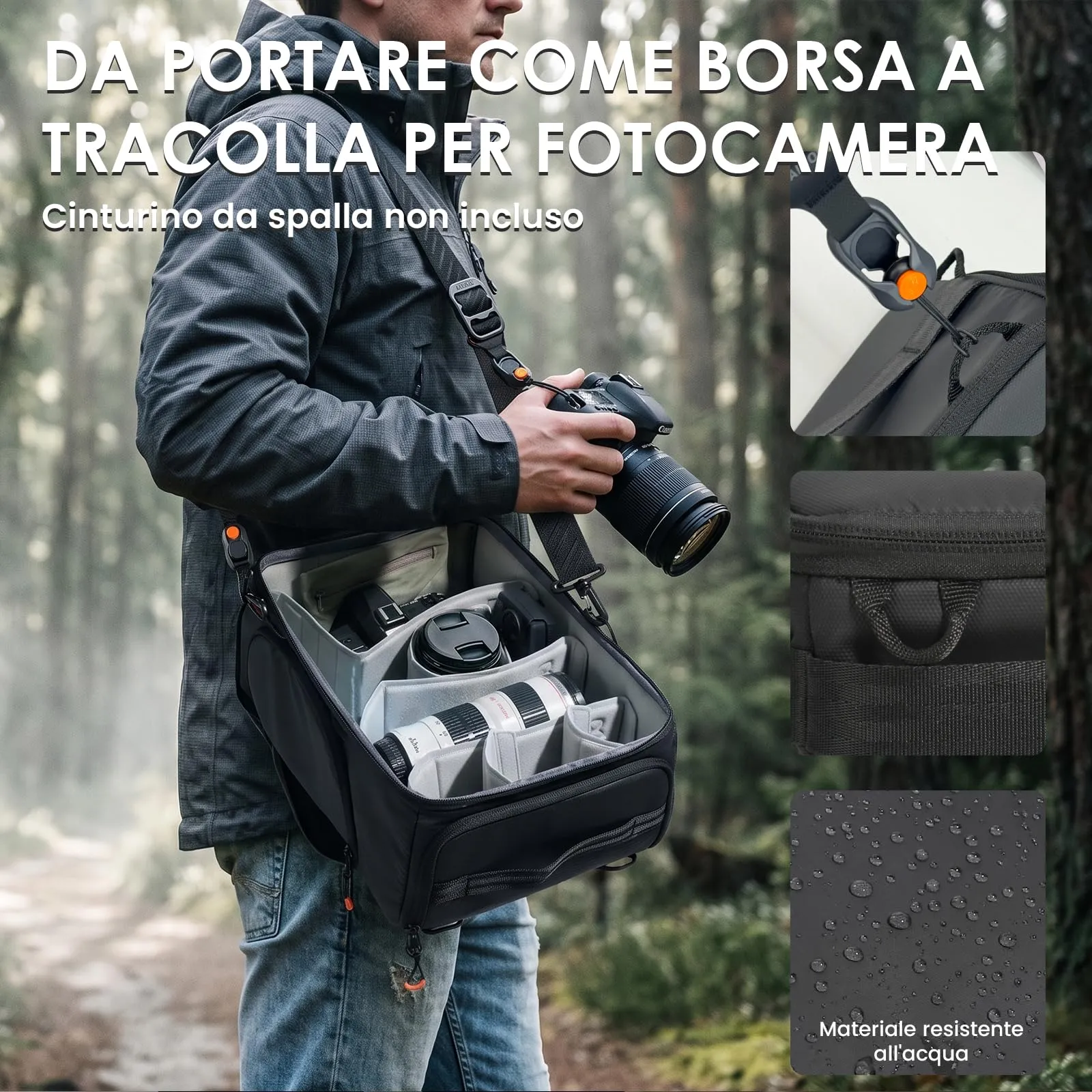 TARION Inserto Fotografico per Zaino Reflex e Obiettivi, M - immagine 6