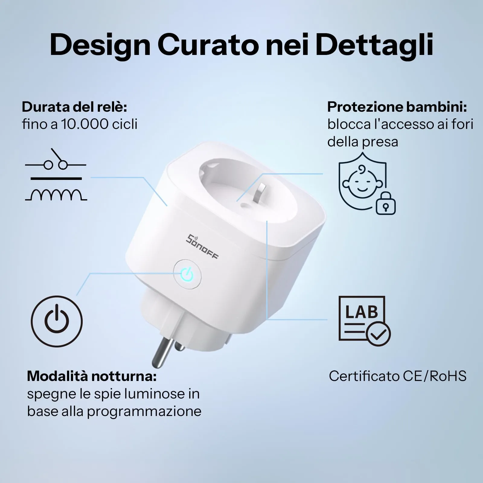 SONOFF S61s Presa Intelligente 16A/3840W WiFi con Monitoraggio Energetico, Compatibile con Alexa, Google, Homekit, SmartThings & Matter - immagine 3