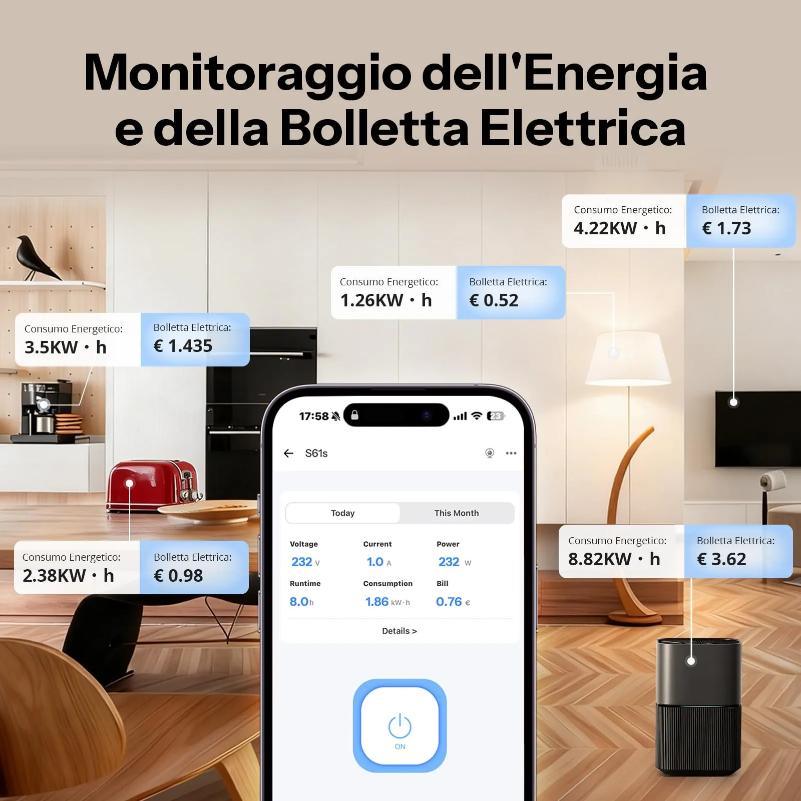 SONOFF S61s Presa Intelligente 16A/3840W WiFi con Monitoraggio Energetico, Compatibile con Alexa, Google, Homekit, SmartThings & Matter - immagine 7