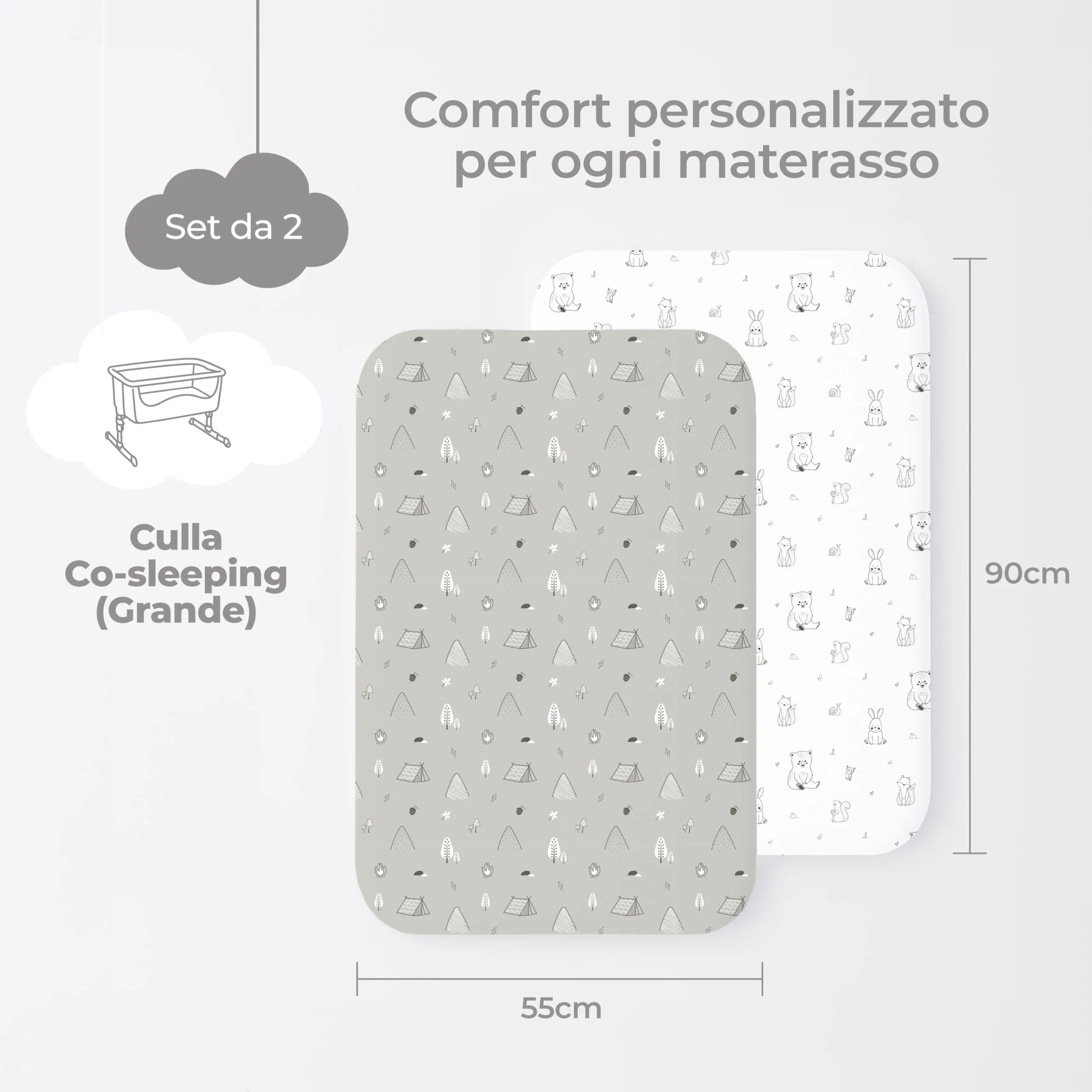Dreamzie Set da 2 Lenzuola Culla 55x90 cm, 100% Cotone - immagine 2
