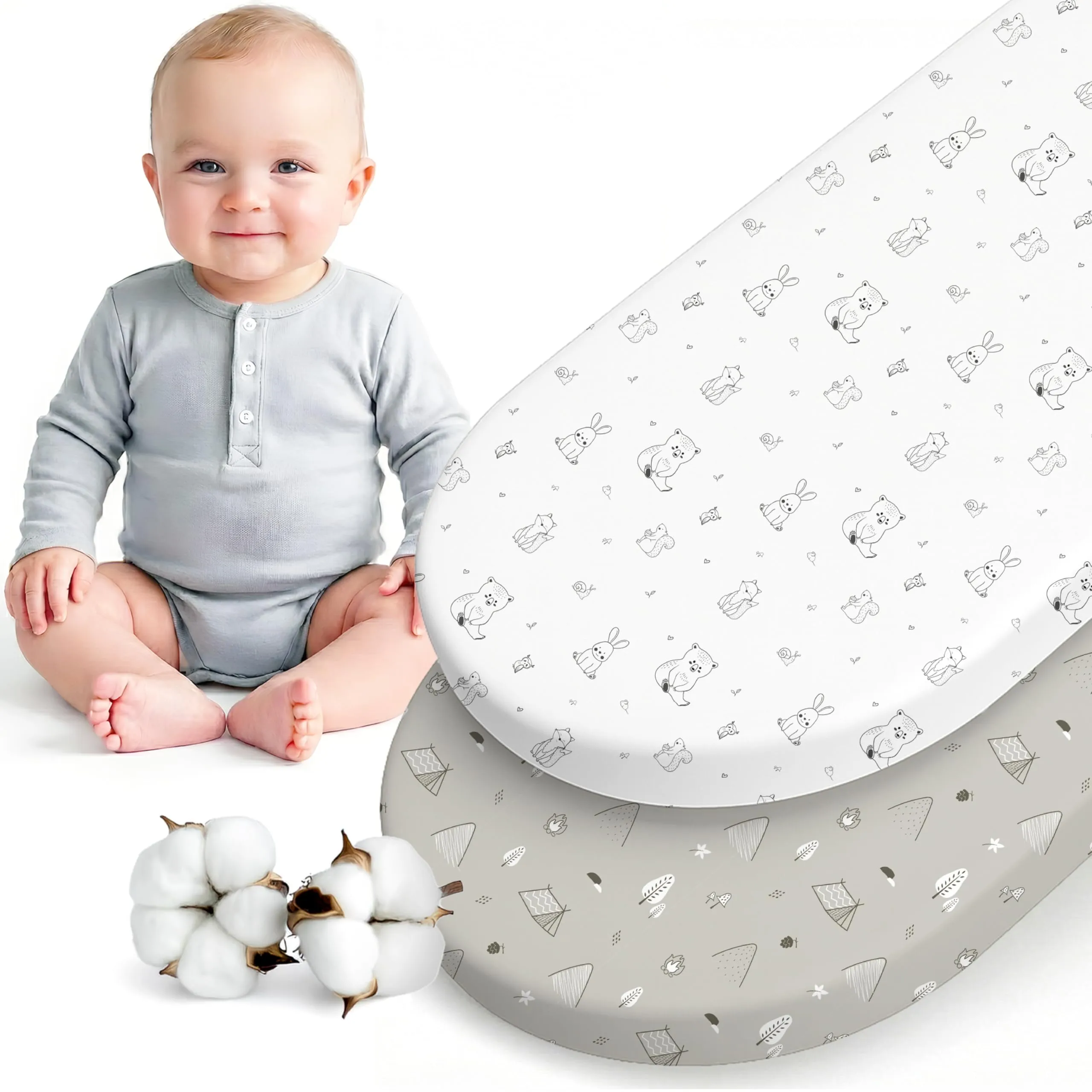 Dreamzie Set di 2 Lenzuola Culla 40x80 cm, 100% Cotone - immagine 1