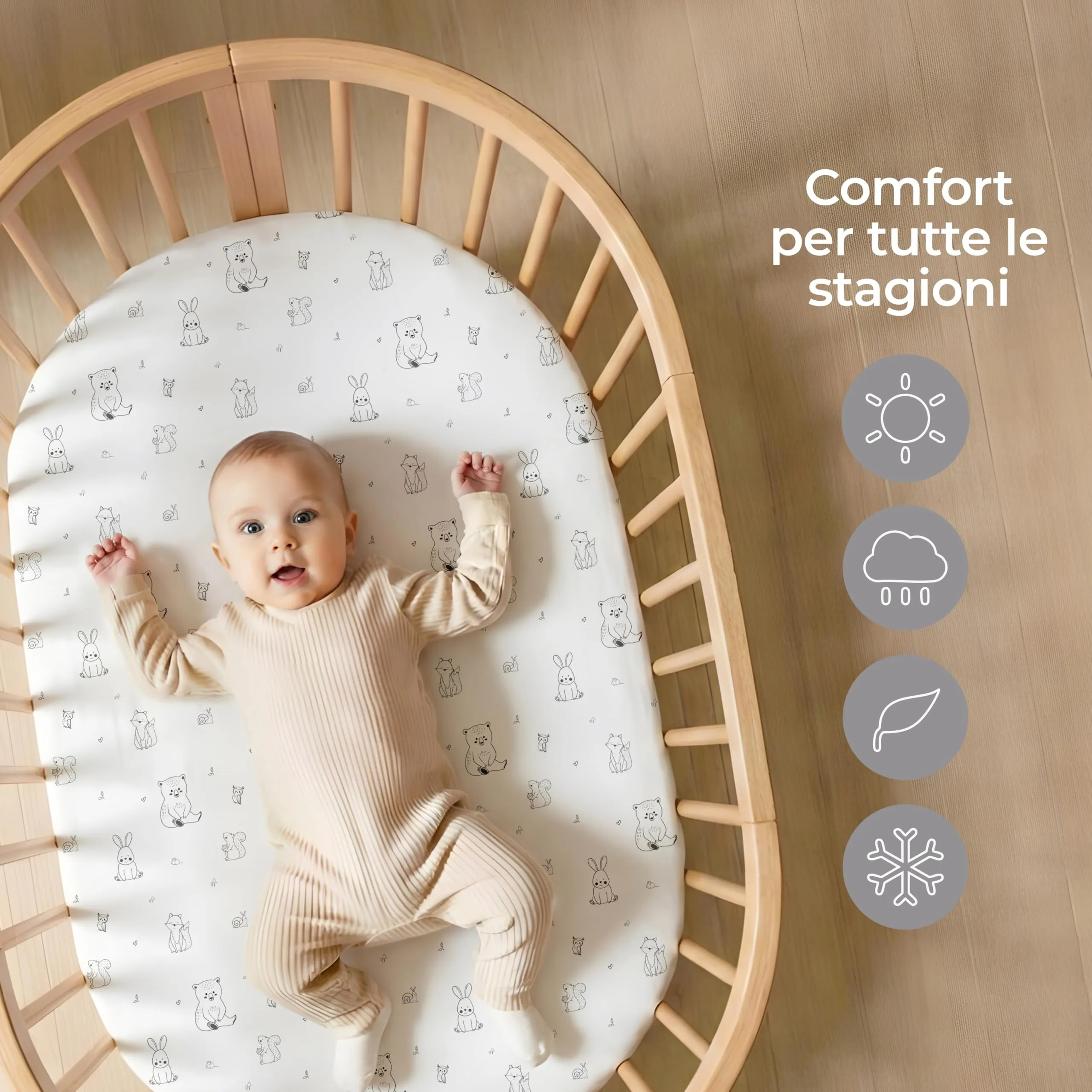 Dreamzie Set di 2 Lenzuola Culla 40x80 cm, 100% Cotone - immagine 4