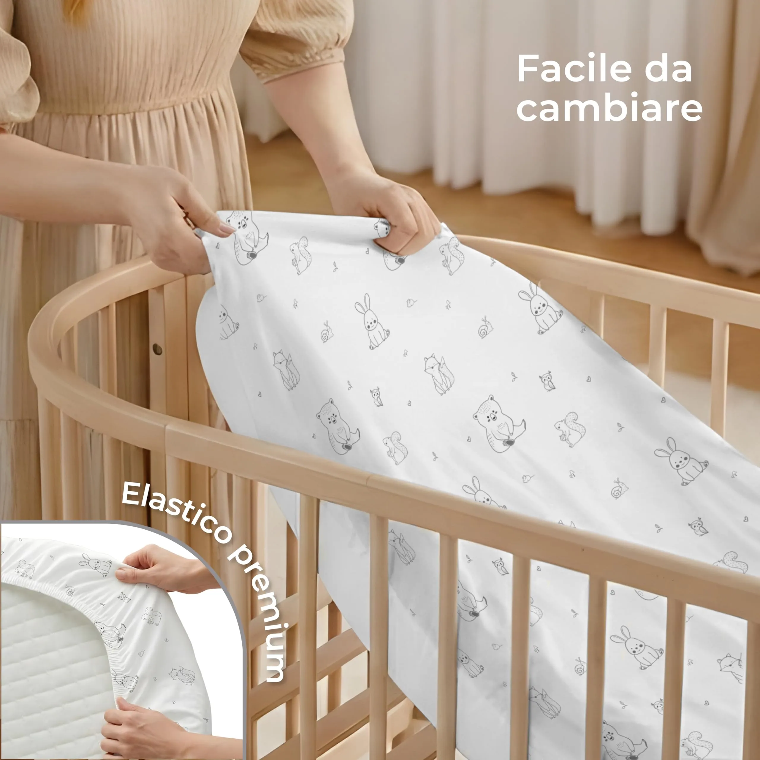 Dreamzie Set di 2 Lenzuola Culla 40x80 cm, 100% Cotone - immagine 6