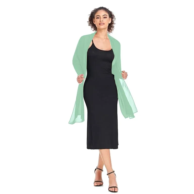 Van Der Rich Stola in Mussola di Seta Foulard Scialle Leggero Donna - Acqua - immagine 2