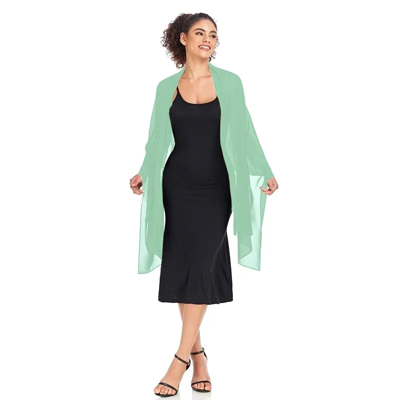 Van Der Rich Stola in Mussola di Seta Foulard Scialle Leggero Donna - Acqua - immagine 3