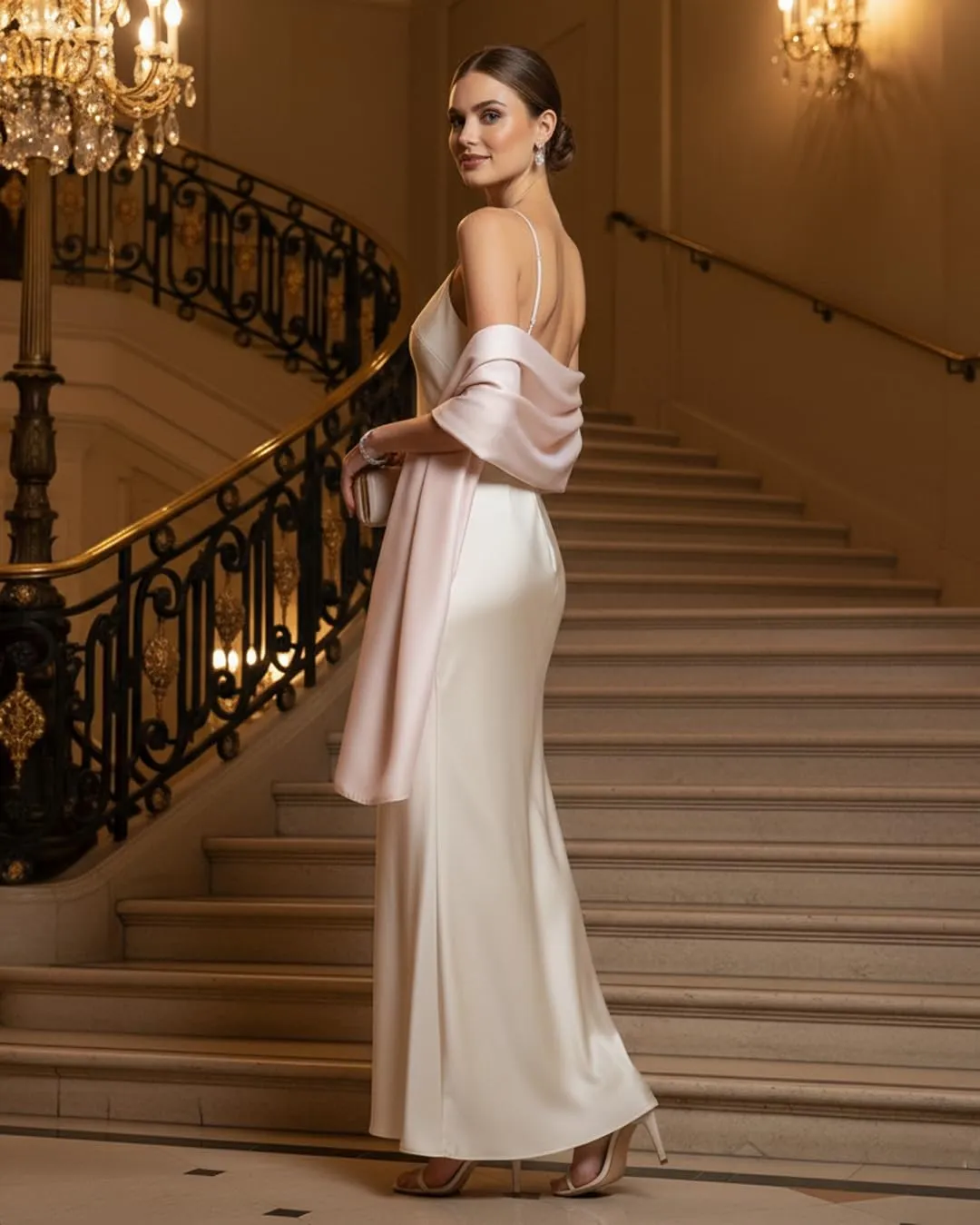 MAPIMANIA Stola Donna in Misto Seta 180x90 cm - Cipria - immagine 5
