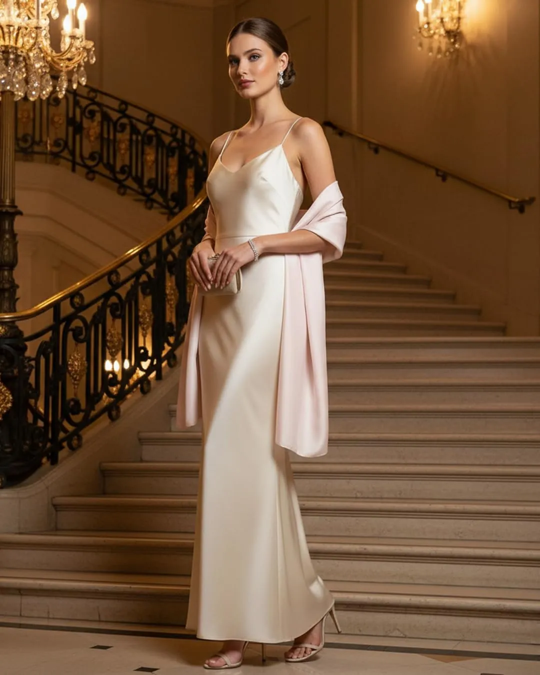 MAPIMANIA Stola Donna in Misto Seta 180x90 cm - Cipria - immagine 7