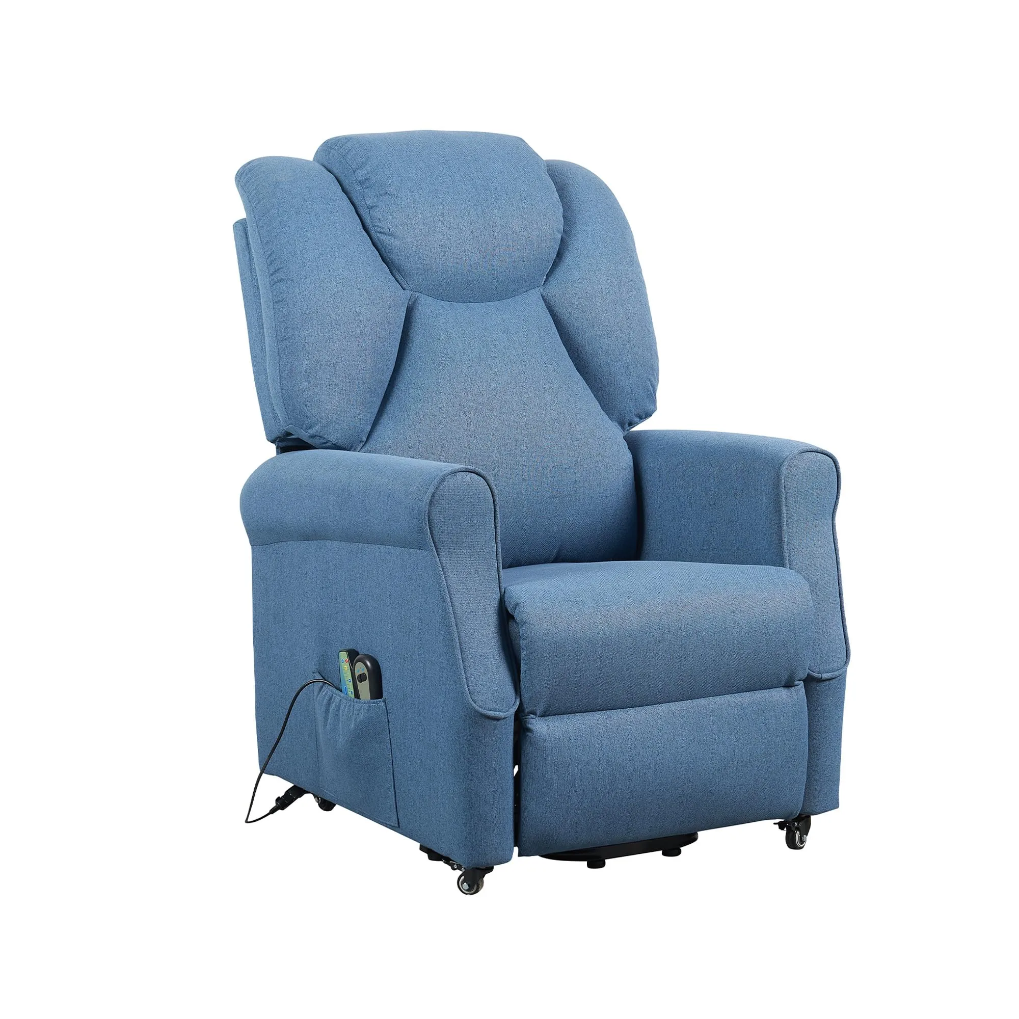 Poltrone Italia Poltrona Relax Elettrica Elevabile con Vibromassaggio e Riscaldamento, Blu - immagine 1